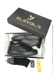 Elevold Man Men's Genuine Leather 7 cm Height Increase Black Sports Shoes