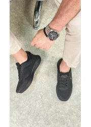 Allyup Black Silver Mesh Comfortable Walking Sneakers - Breathable, Thick Sole, Men's Lace-up 8011