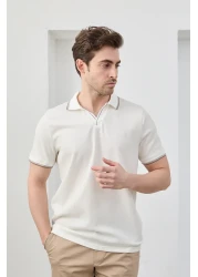 RAVANELLI Men's Non-Shrink Cotton Fabric Slim Fit Slim Fit Polo Neck T-Shirt