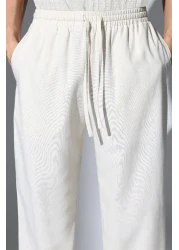 THE RULE بنطال رجالي من قماش الكتان فضفاض وفضفاض وقصة مستقيمة وساق مستقيمة مريح للصيف باللون البيج للموسم الجديد