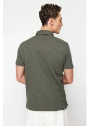  Collection تي شيرت كاكي مطرز بياقة بولو - مقاس عادي TMNSS24PO00046