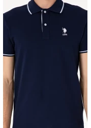 U.S. Polo Assn. تي شيرت رجالي بقصة ضيقة وياقة بولو باللون الأزرق الداكن 50305980-vr033