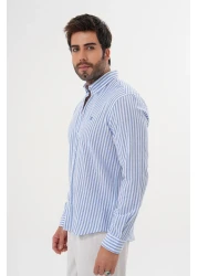 Catto Peak قميص رجالي عادي من القطن المغسول مخطط