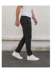 Bürke Men's Anthracite Lycra Flexible Ankle Length Fabric Trousers