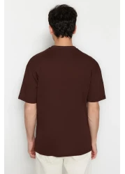  Collection Comfortable Fit Printed Brown Cotton T-Shirt - TMNSS23TS00261