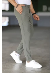 Bürke بنطال رجالي من قماش الليكرا المرن ذو الجودة الإيطالية باللون الأخضر الزيتوني بطول الكاحل