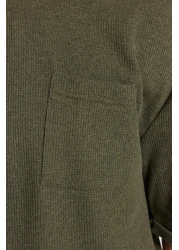  Collection Khaki Color Oversize Crew Neck Pocket T-Shirt - Tmnss23Ts00077 with Tag Detail