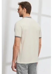AC&Co / Altınyıldız Classics Men's Beige Slim Fit Slim Fit 100% Cotton Non-Curling Polo Collar T-Shirt