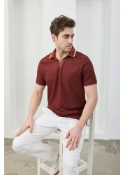 RAVANELLI Men's Non-Shrink Cotton Fabric Slim Fit Slim Fit Polo Neck T-Shirt