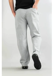 bombe Men's Gray Trousers Elastic Waist Linen Comfortable Stretchy Lycra Basic Cotton Jogger