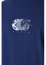  Collection Comfortable Fit Navy Blue Printed Cotton T-Shirt - TMNSS23TS00261