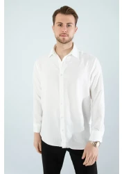 YXC Trend Maker قميص كتان أبيض مريح من القطن ذو مقاس كبير للرجال (المنتج ذو قصة واسعة)