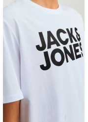 Jack & Jones تي شيرت جاك جونز أبيض برقبة دائرية للرجال 12151955 Jjecorp