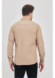YXC Slim Fit Men's Denim Shirt Beige