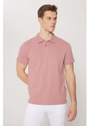 Altınyıldız Classics تي شيرت رجالي من Dusty Rose ذو قصة ضيقة وياقة بولو - 100% قطن، غير قابل للتجعيد