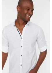  Collection TMNSS20GO0189 - 100% Cotton Slim Fit White Shirt with Long Sleeves and Epaulettes
