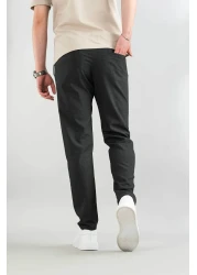 bombe بنطال رجالي من قماش الليكرا المدخن المرن بطول الكاحل كاجوال مريح بجيوب جانبية