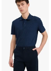 Defacto Regular Fit Polo Neck Textured Basic Plain Short Sleeve T-Shirt B4939Ax25Sm