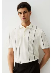 H&M Regular Fit Pointelle-knit polo shirt