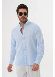 Catto Peak قميص رجالي عادي مطرز بنسبة 100% من القطن يسمح بمرور الهواء ويمتص العرق