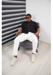 JACK CAPRİO High Quality Patterned Lycra Men's Jogger Pants - Double Leg, White