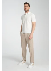 Frappoli Walfer Men's Slim Fit Polo Neck White T-Shirt - 100% Cotton, Non-Shrink Fabric