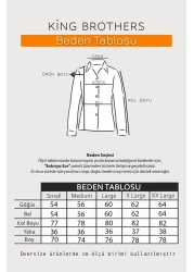 King Brothers قميص رجالي قطني مخطط باللون الأسود - جيب، كم طويل، مقاس فضفاض