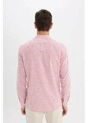 Defacto قميص مخطط بأكمام طويلة وياقة بولو مقاس حديث E5046AX25SM