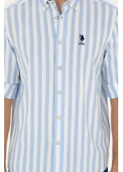 U.S. Polo Assn. قميص رجالي أزرق بأكمام طويلة - 50288316 -VR036