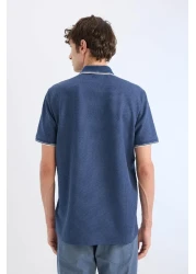 Defacto تي شيرت بولو ذو قصة عادية وأكمام قصيرة وياقة وافل D7932ax25sp