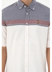 U.S. Polo Assn. قميص رجالي بأكمام طويلة باللون العنابي 50296627 -VR014