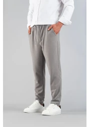 bombe Men's Gray Trousers Elastic Waist Slim Fit Flexible Lycra Basic Cotton Jogger