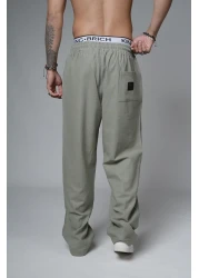 Butik Trend Biz Baggy Fit Lycra-Free Linen Fabric Men's Trousers with Elastic Waist and Drawstring
