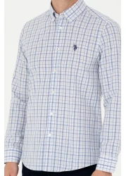 U.S. Polo Assn. قميص أزرق منقوش للرجال 50279453 -VR036