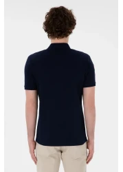 U.S. Polo Assn. تي شيرت رجالي ذو قصة ضيقة وياقة بولو باللون الأزرق الداكن 50305929 -vr033