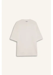 Defacto Loose Fit Crew Neck Short Sleeve Heavy Fabric Basic Plain T-Shirt B4844Ax25Sp