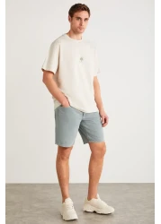 GRIMELANGE Denver Men's - Stone Color Oversize Crew Neck 100% Organic Cotton T-Shirt