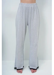 Trend Alaçatı Stili Grimelange بلوزة مطرزة بياقة واسعة ومزينة بفيونكة وسروال بالازو بدلة بيجامة ALC-X14066