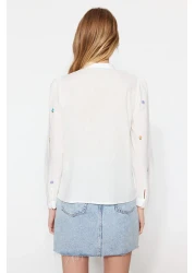  Collection Ecru Embroidery Detailed Regular Regular Fit Woven Shirt Twoss23Go00152