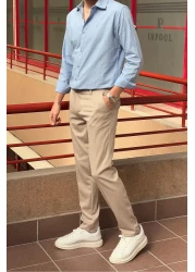 inpool بنطال رجالي من قماش Old Money - جودة عالية، مقاس قياسي 23INP269