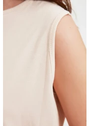  Modest فستان محبوك من القطن 100% باللونين الأسود والبيج الفاتح حزمة من قطعتين - TCTAW22UK0110