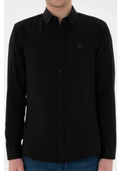 U.S. Polo Assn. قميص أساسي أسود بأكمام طويلة للرجال 50296777 -VR046