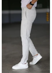 Bürke Men's Stone Color Italian Cut Quality Flexible Lycra Ankle Length Fabric Trousers