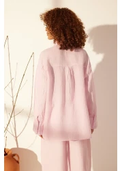  Collection Pink 100% Linen Oversize Shirt TWOSS23GO00443