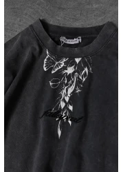 Slatra تيشيرت رجالي كبير الحجم مصنوع من قماش أنثراسايت Fallapart مخصص للغسل