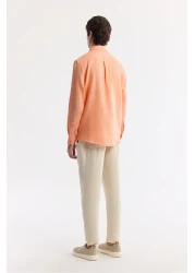 Avva Men's Orange Comfort Fit 100% Linen Button Collar Shirt B002191