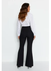  Collection High Waist Black Flare Woven Fabric Pants - Bell Bottom Twoaw20Pl0094