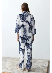  Collection Indigo Patterned Kimono and Trousers Set - Twoss24Au00083