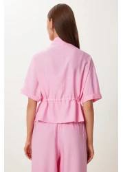 Lovelyİstanbul Crinkle Effect Jacket Pants Suit Dark Pink Ldp0053