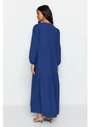  Modest فستان منسوج من القطن ذو قصة واسعة ومفصل من Saks TCTSS21EL3470